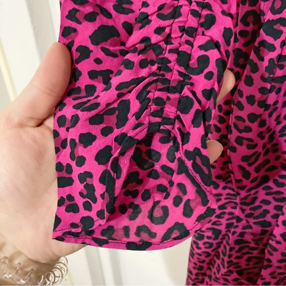 Zadig & Voltaire Reveal Leopard Print Mini Dress Framboise Pink Size XS NWT - Picture 8 of 15